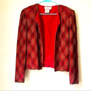 Vintage red beaded evening jacket